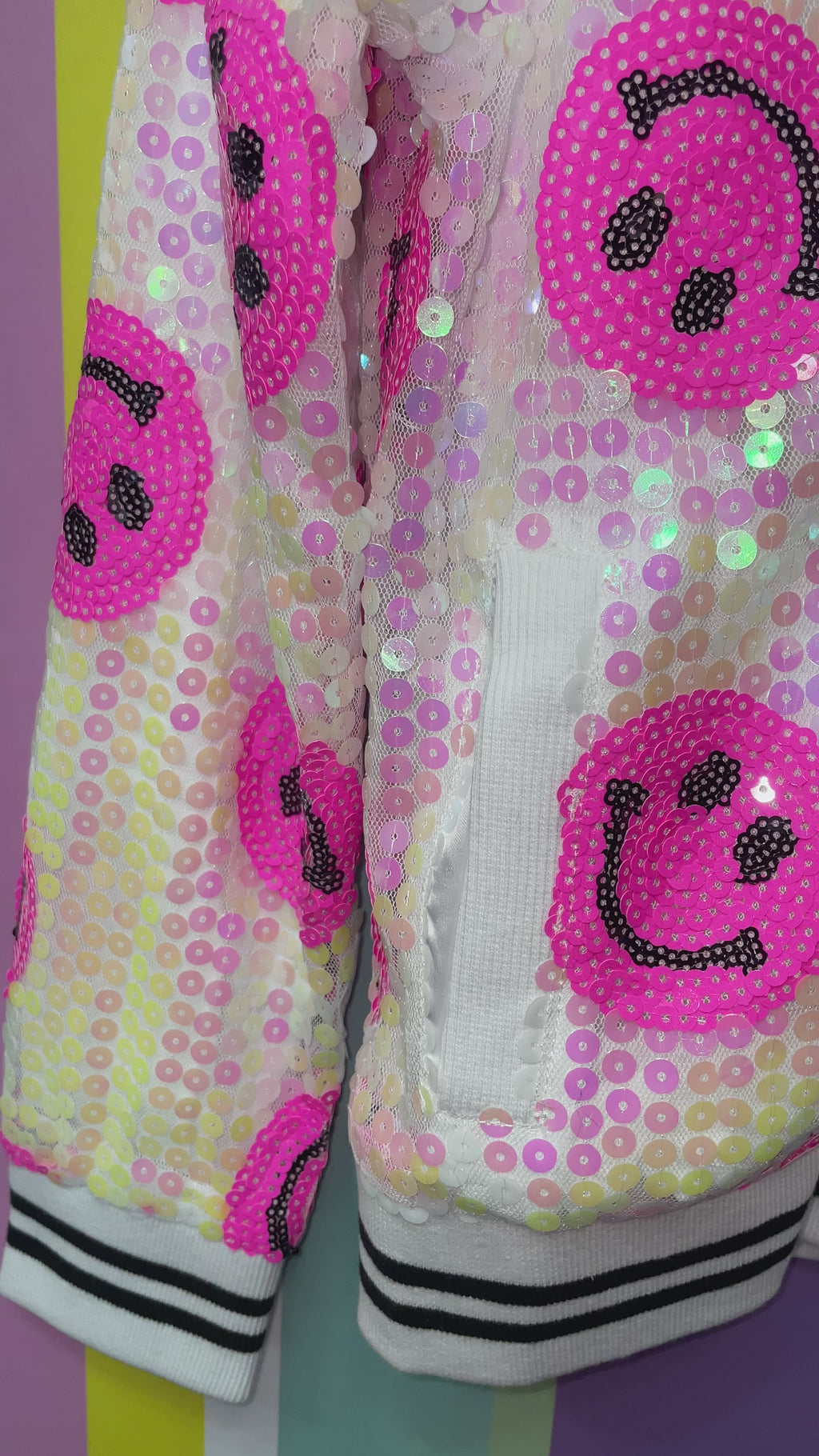 Pink Happy Bomber Jacket